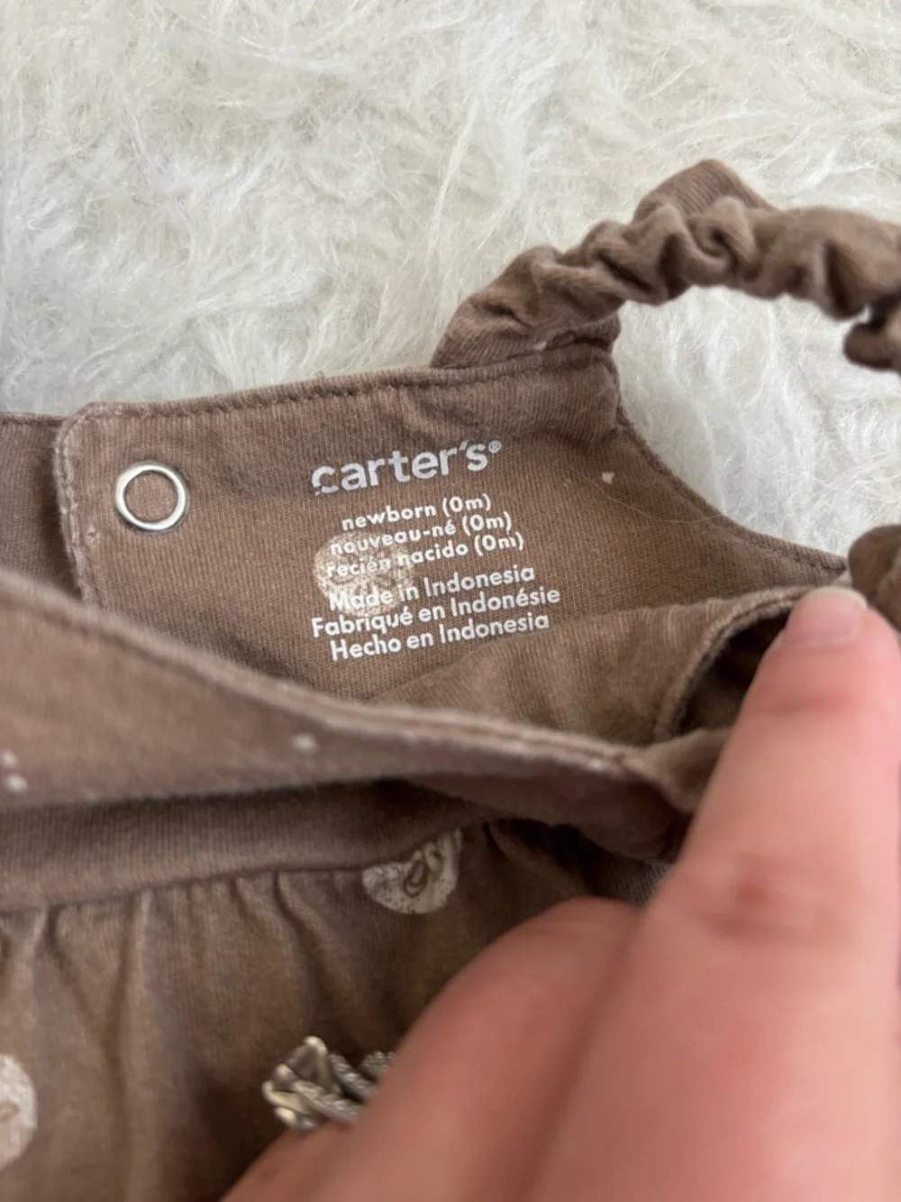 Carter's Baby Girl Brown Ruffle Strap Dresswith Coastal Sand Dollar AOP